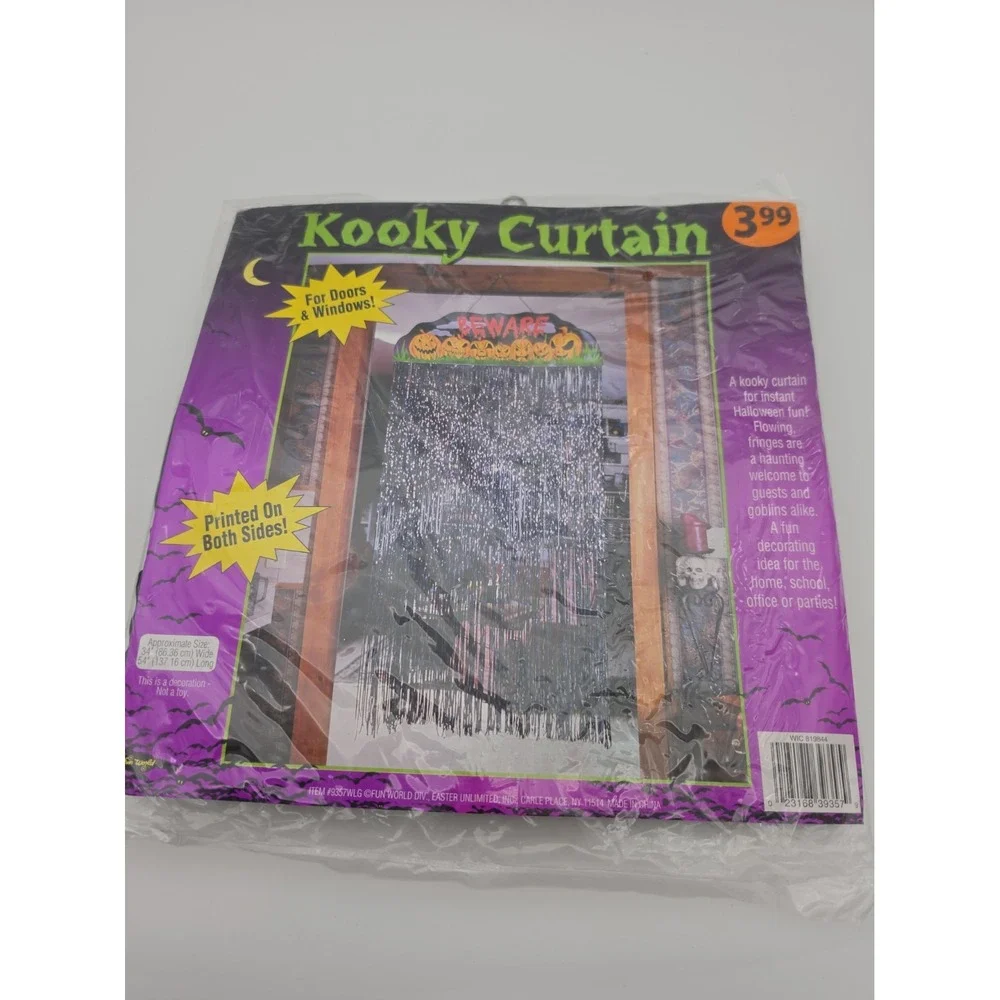 NEW Fun World Kooky Curtain Decoration Door Fringe Drape Beware Pumpki Halloween